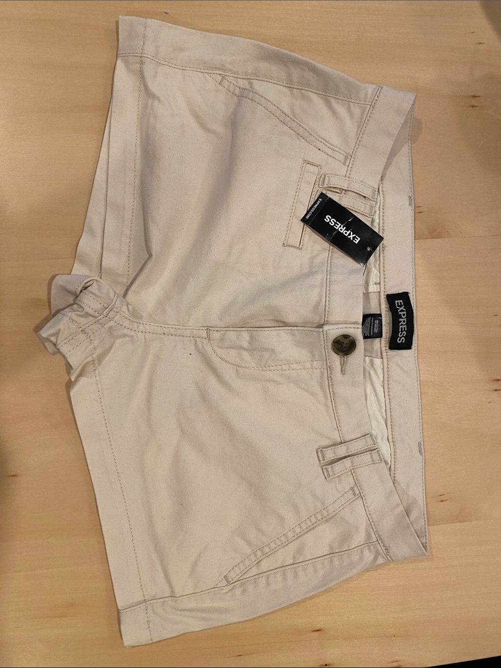 Express Women's Cream/Tan Cotton Blend Jean Shorts